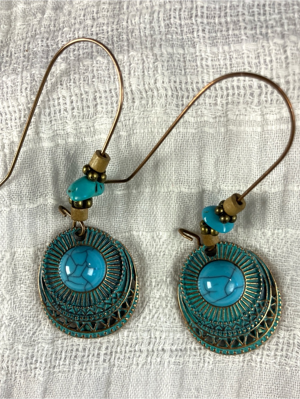 Turquoise Drop Filigree Earrings - Women Jewelry